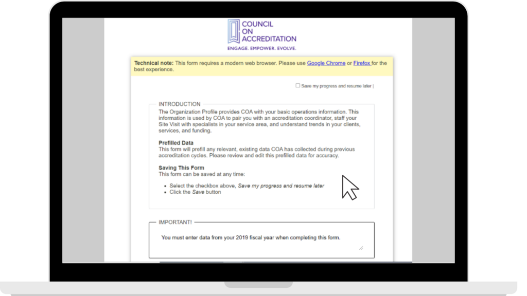 Annual Report electronic submission form