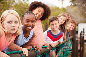 diverse group of children on playground